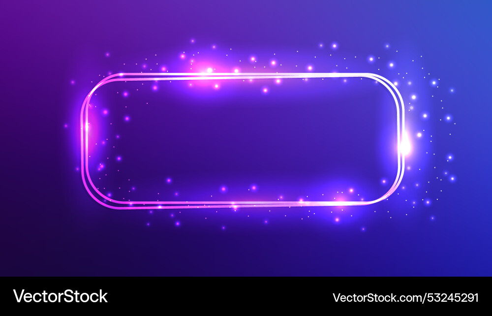 Neon double rounded rectangular frame Neon double rounded rectangular frame vector image