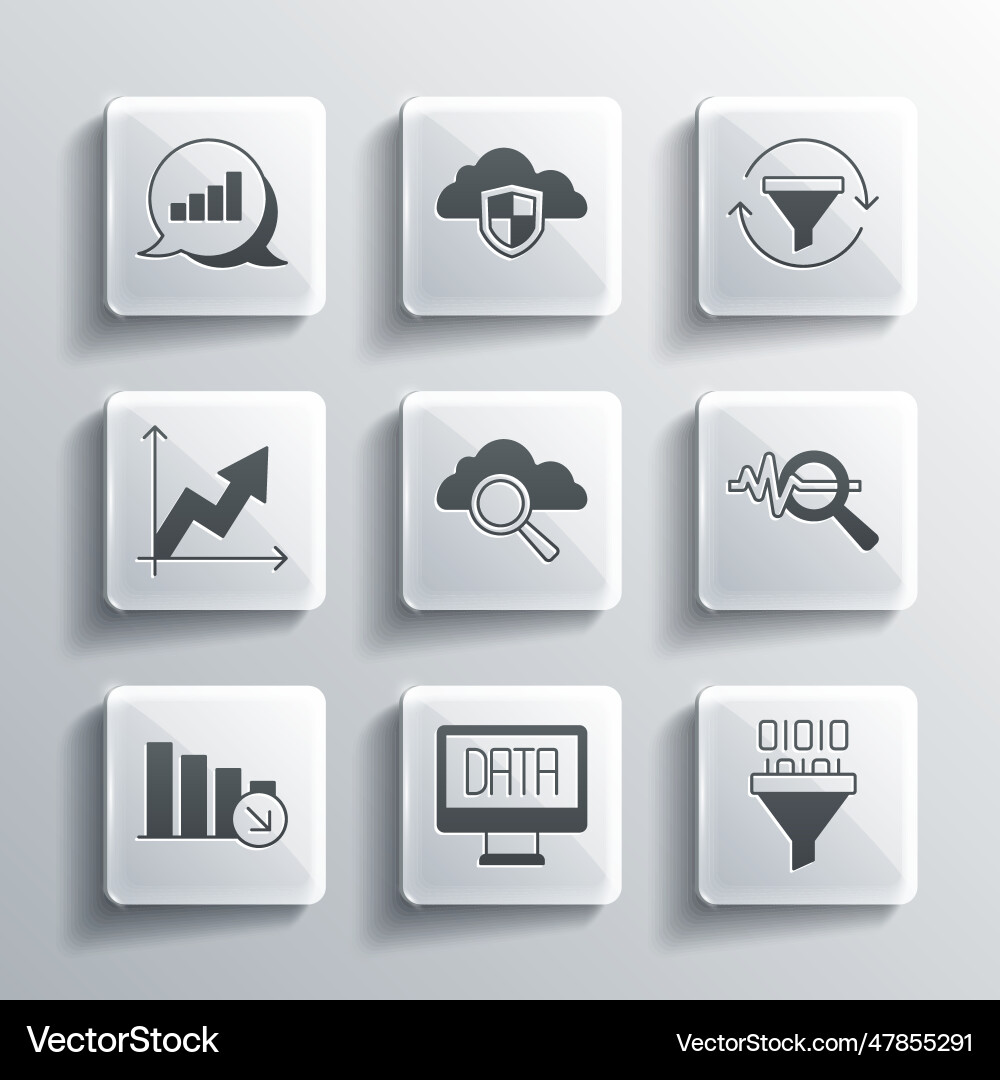 Set data analysis binary code search cloud vector image