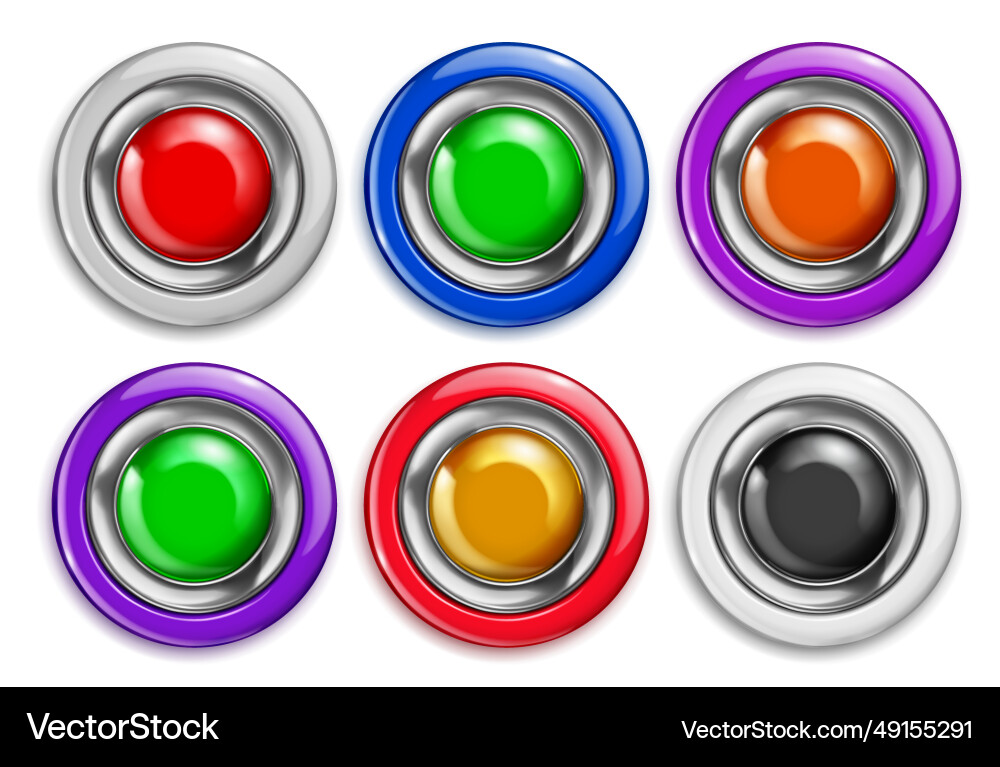 Set of buttons with metallic borders vector image