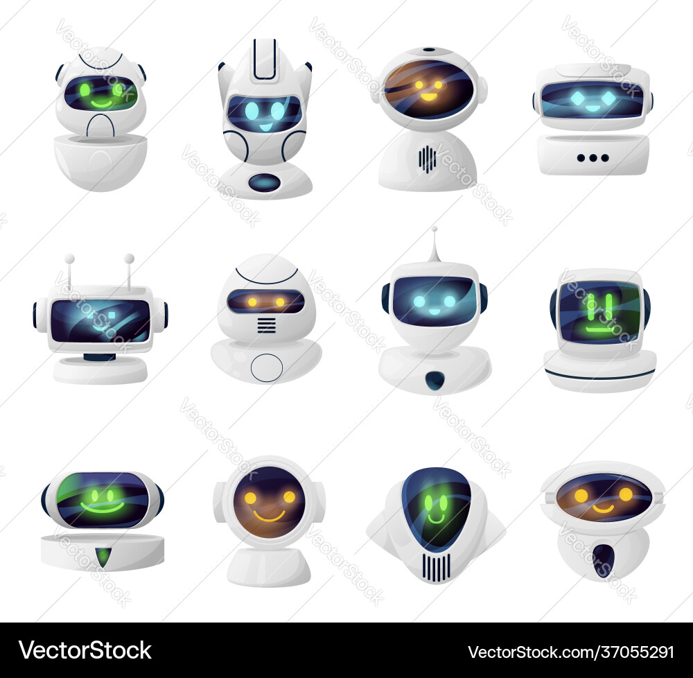 Smiling Android Robot Heads vector image