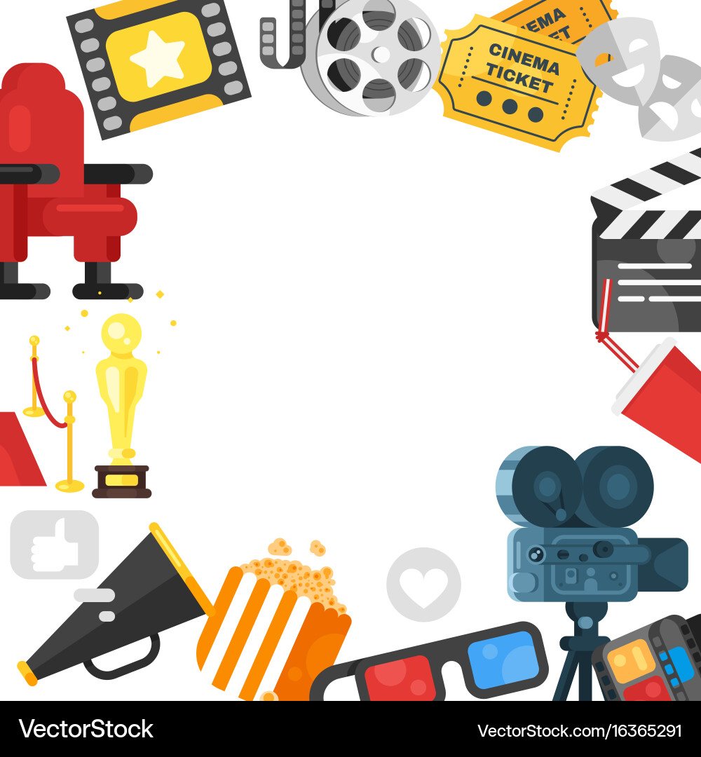 Template design with colorful movie elements vector image