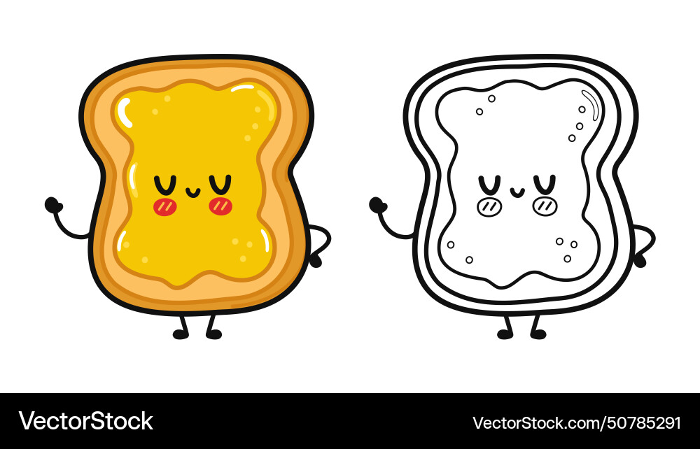 Toast with honey characters bundle set Vector Image
