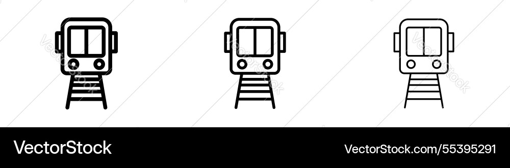 Train icons in three different stroke lines Vector Image