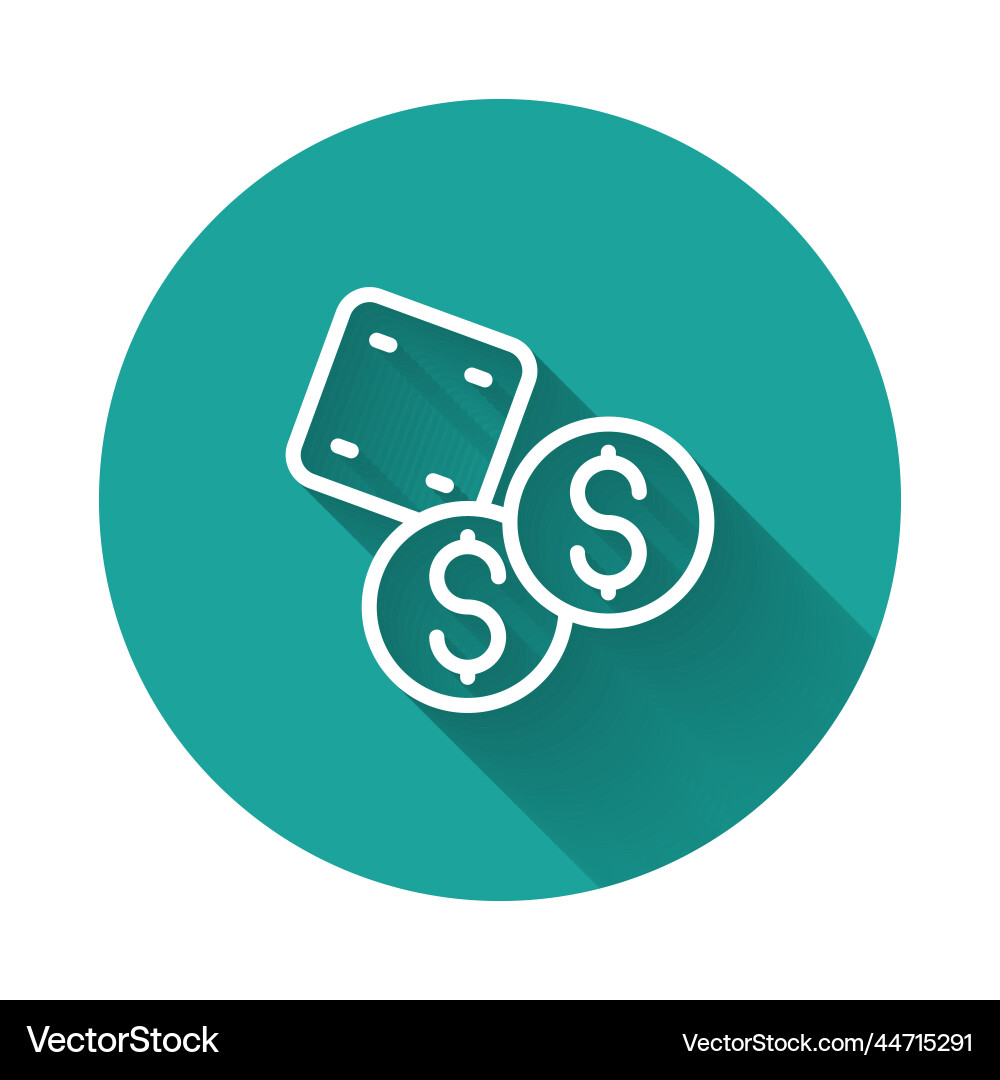 White line game dice icon isolated with long Vector Image