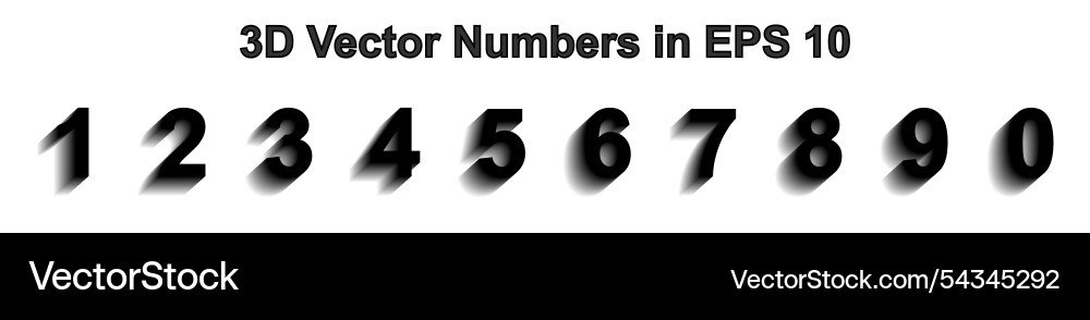 3d render realistic black numbers set 3d render realistic black numbers set Vector Image