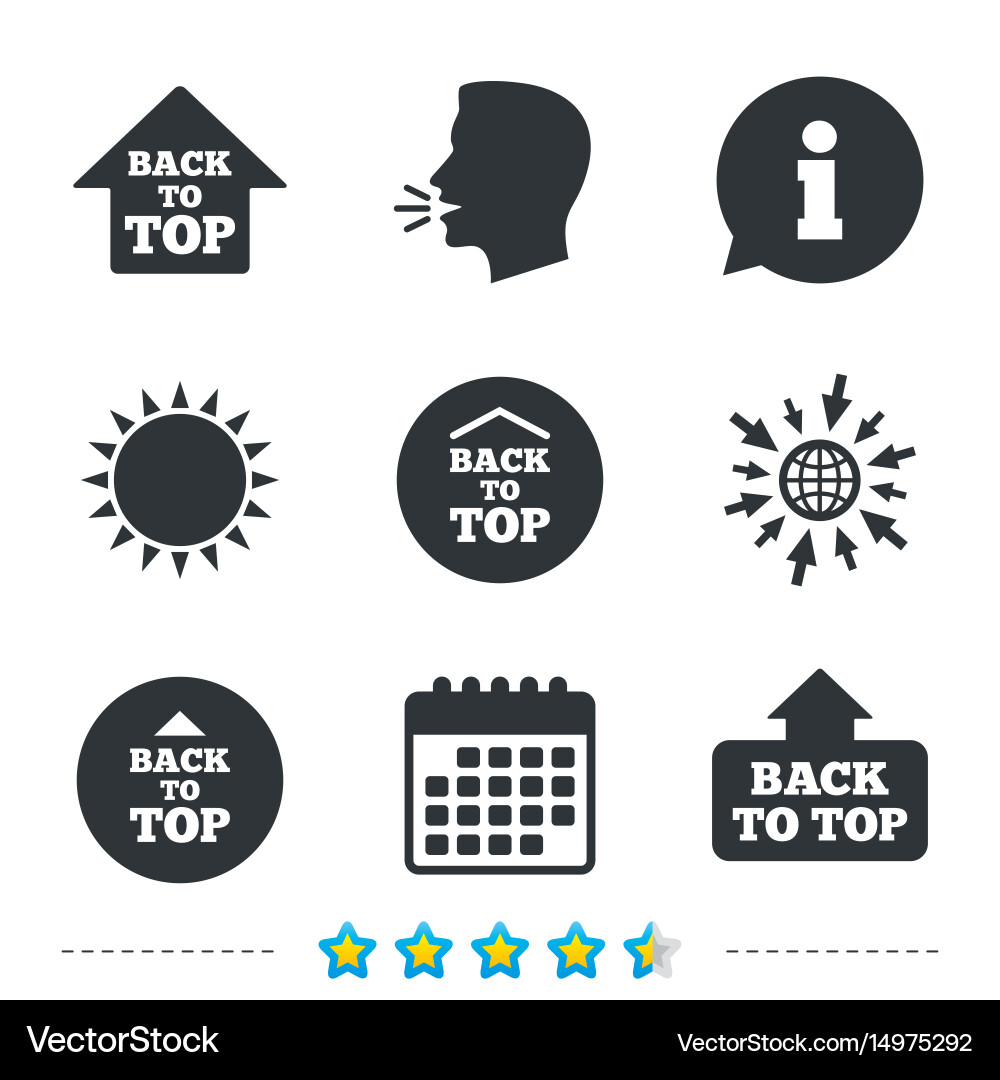 Back to top signs scroll up with arrow Vector Image