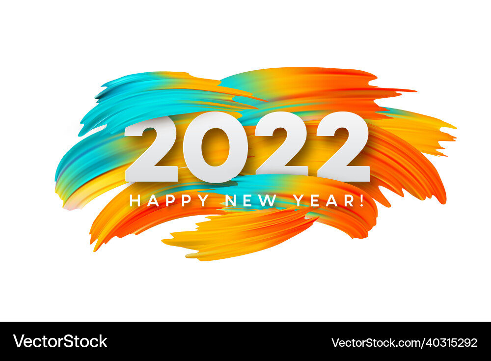 Calendar header 2022 number on colorful abstract Vector Image