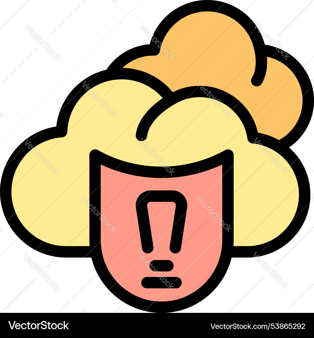 Cloud storage showing warning using exclamation vector image