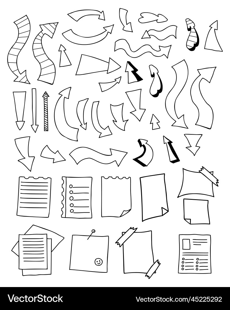 Collection arrows and pointers sheets paper Collection arrows and pointers sheets paper Vector Image