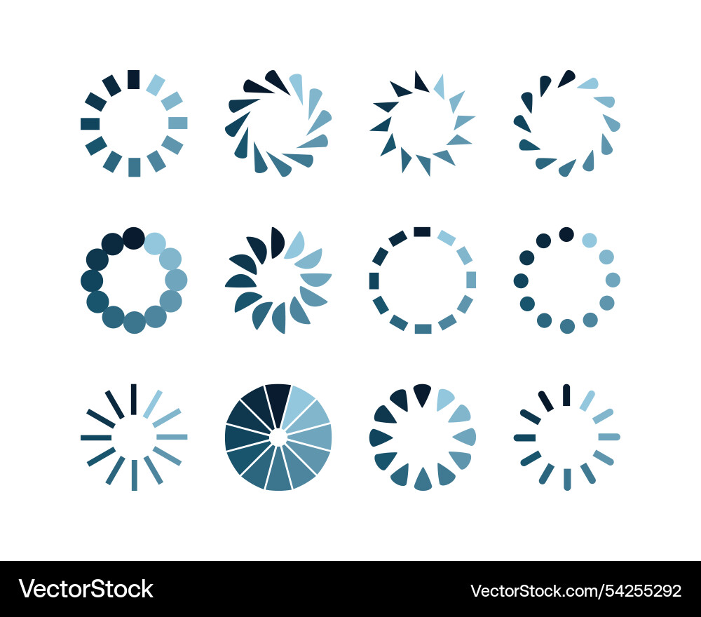 Collection loading bar status icon set of loaded Vector Image