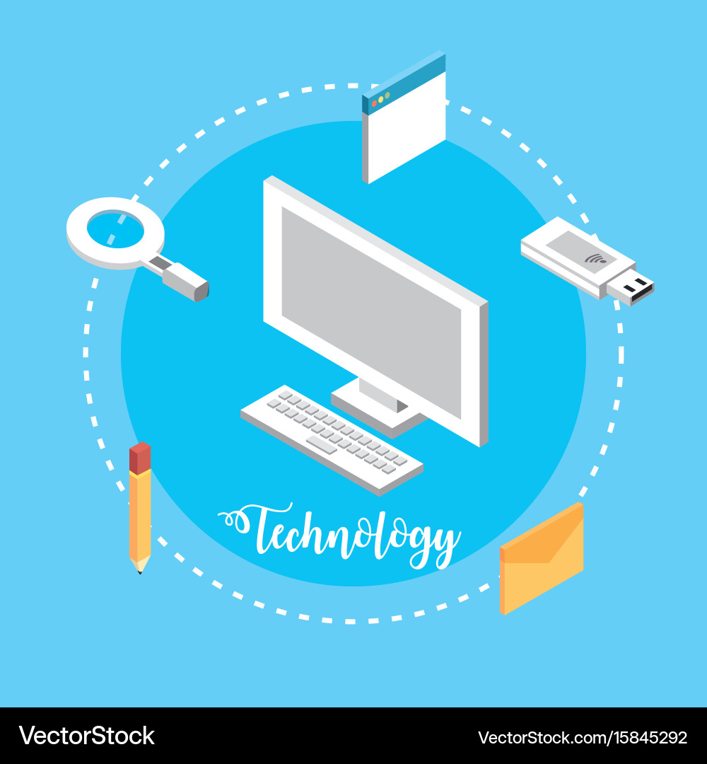 Computer technology with data services connect Vector Image