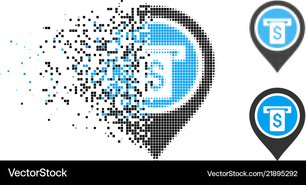 Destructed pixelated halftone atm terminal pointer Destructed pixelated halftone atm terminal pointer Vector Image