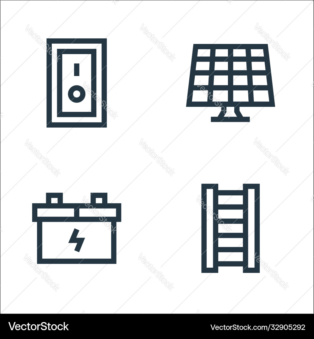 Electrician tools and line icons linear set vector image
