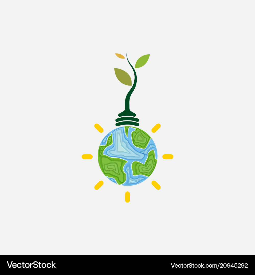 Light bulb and tree iconworld environment day Light bulb and tree iconworld environment day vector image