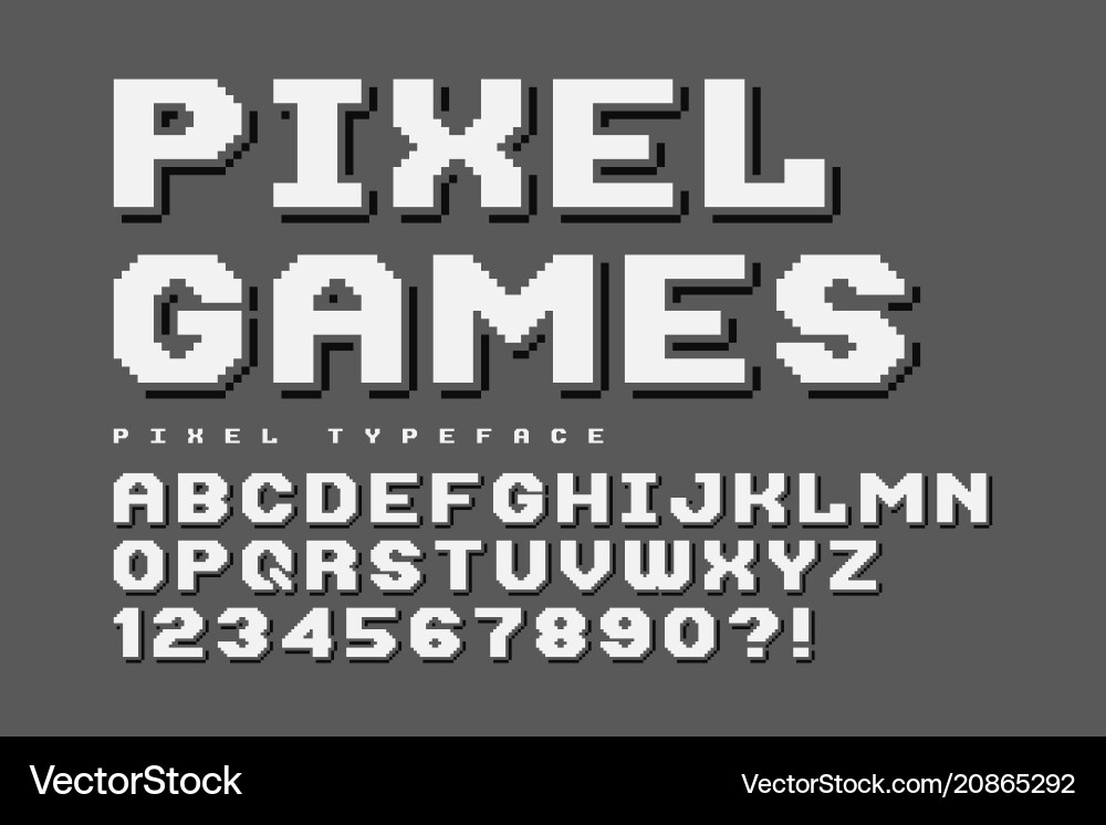 Retro Pixel Font - 8-Bit Game Style vector image