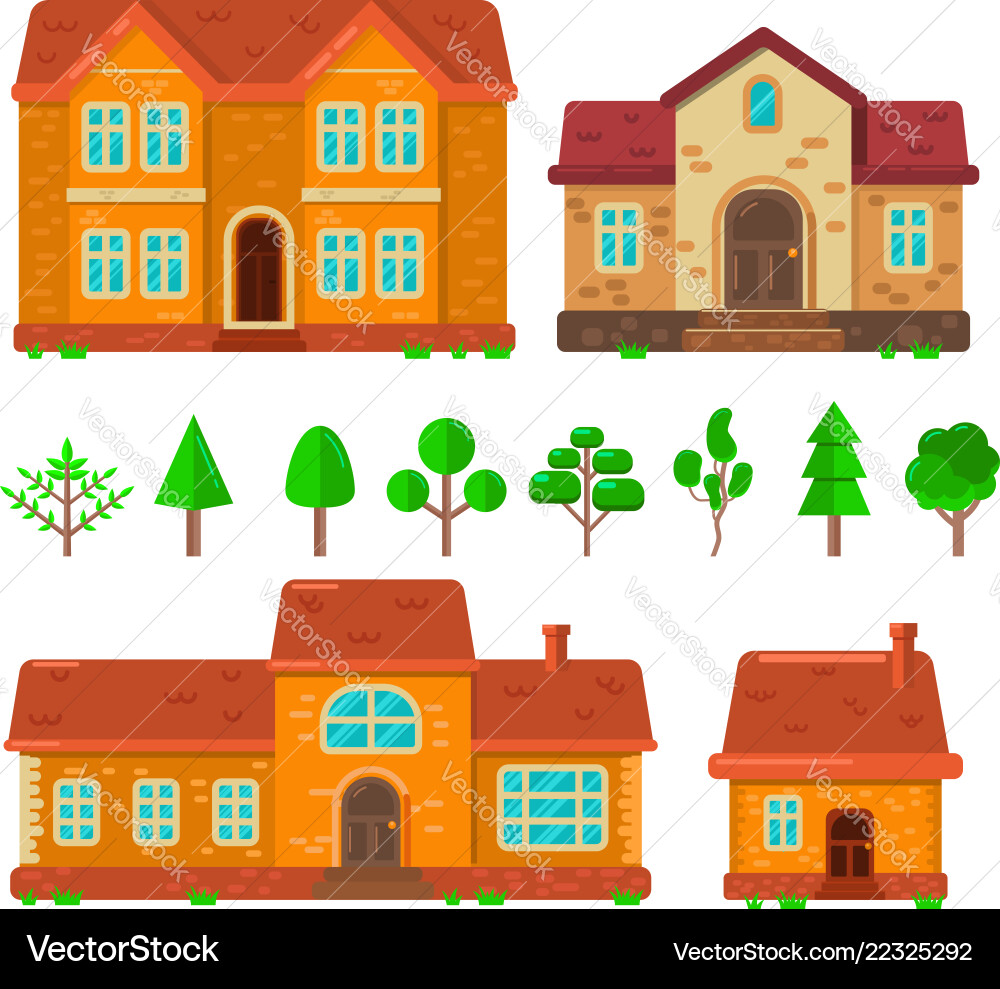Set houses in flat style design element Set houses in flat style design element vector image