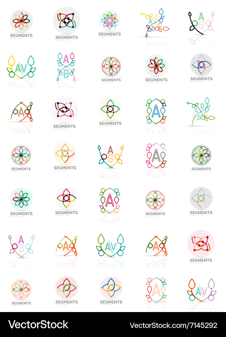 Set of linear logotypes geometric abstract vector image