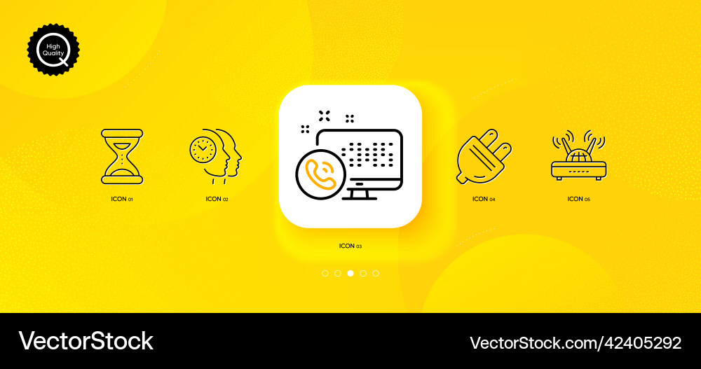 Wifi web call and time minimal line icons vector image
