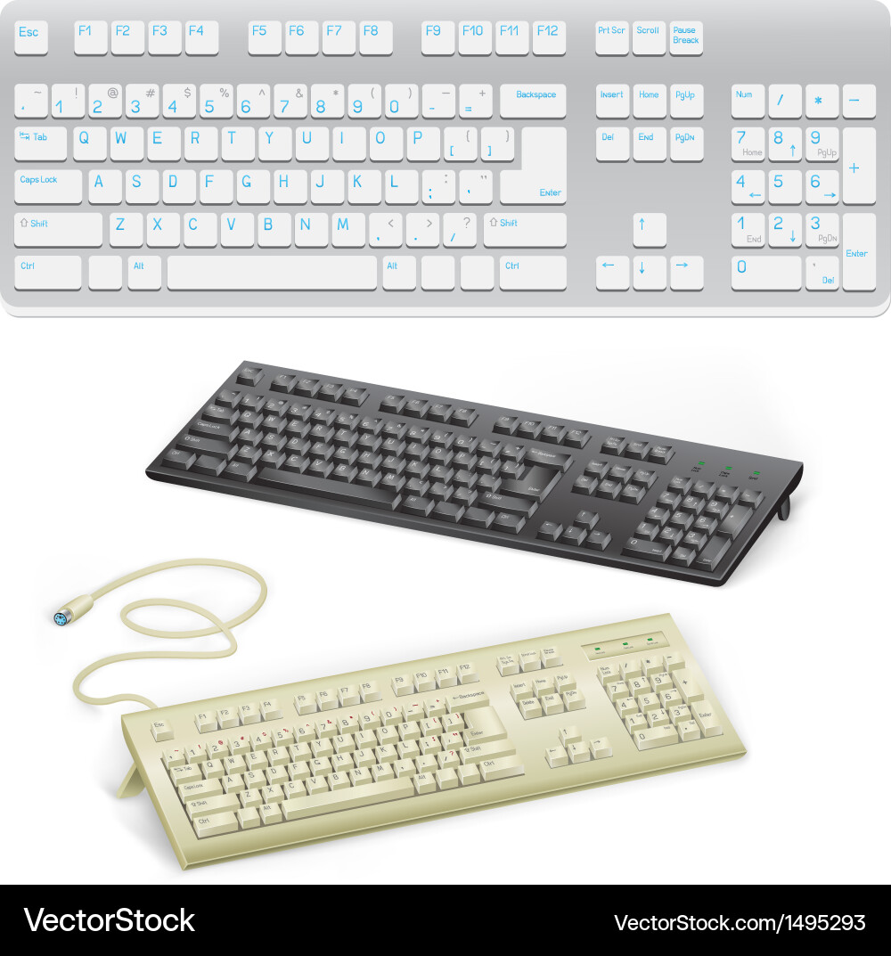 Black and White Computer Keyboard Vector Image