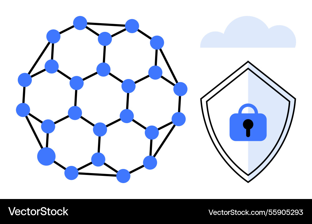 Blockchain network securing data with encryption Blockchain network securing data with encryption vector image