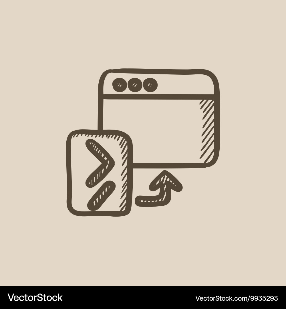 Browser window with terminal startup sketch icon Vector Image