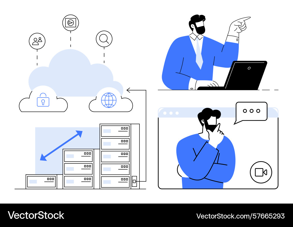 Cloud technology concepts with data management vector image