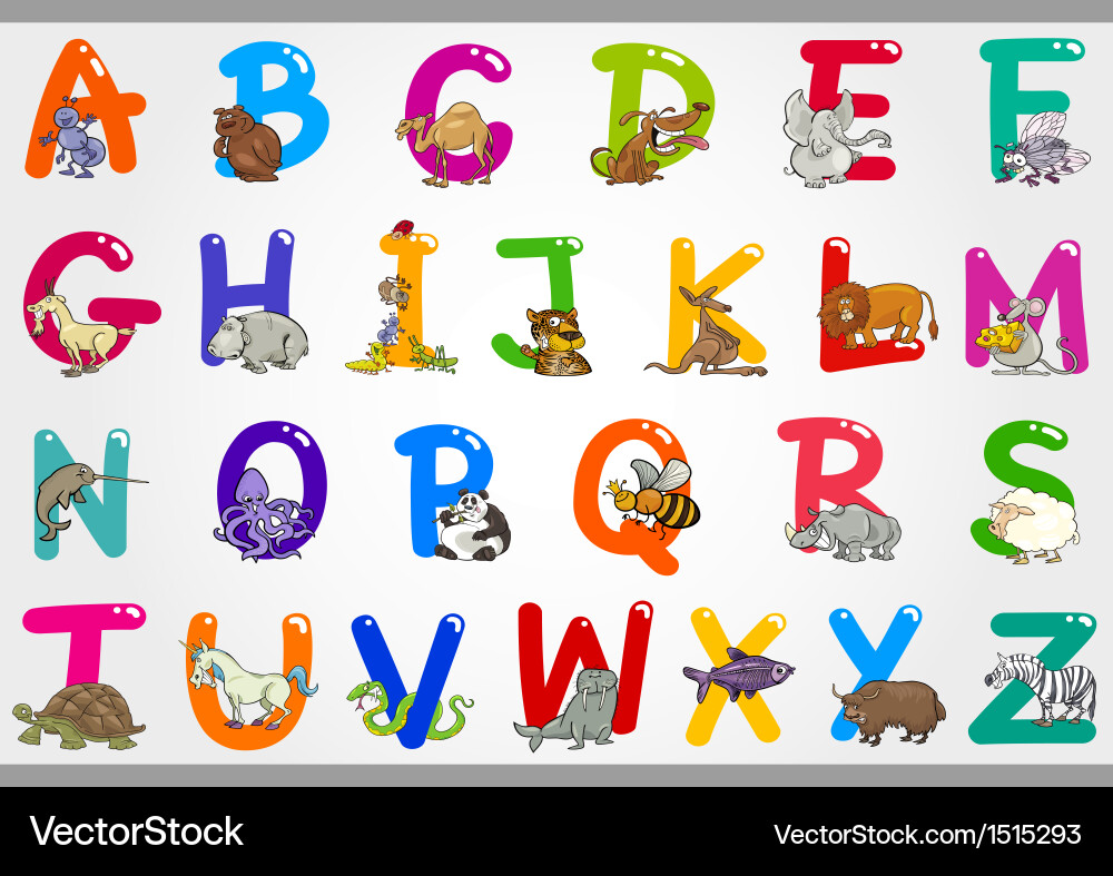 Colorful Alphabet Animals Vector Image