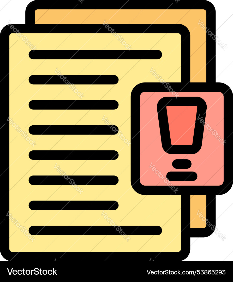 Document with exclamation mark icon representing Document with exclamation mark icon representing vector image