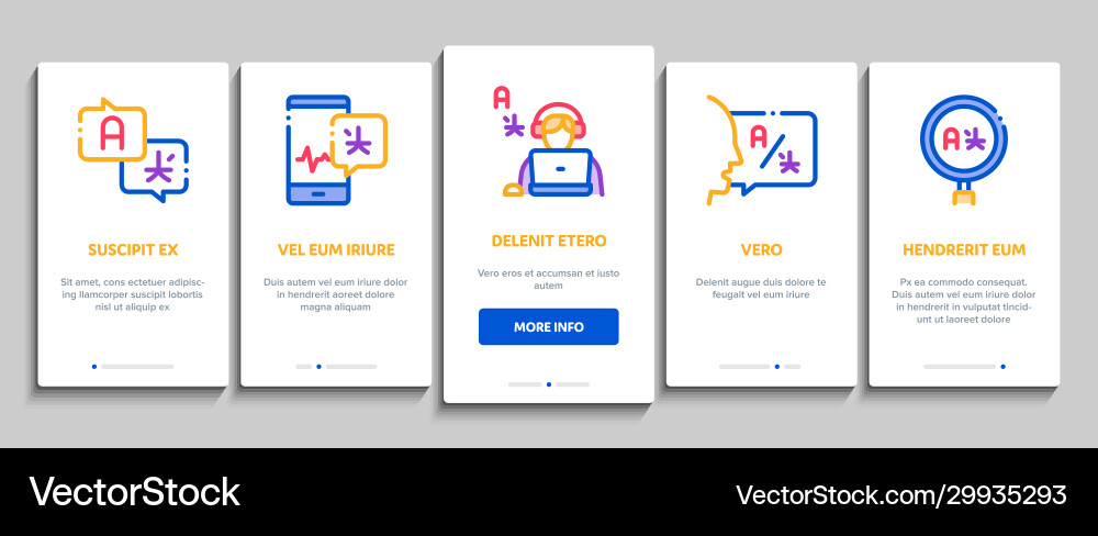 Interpreter translator onboarding elements icons Interpreter translator onboarding elements icons vector image