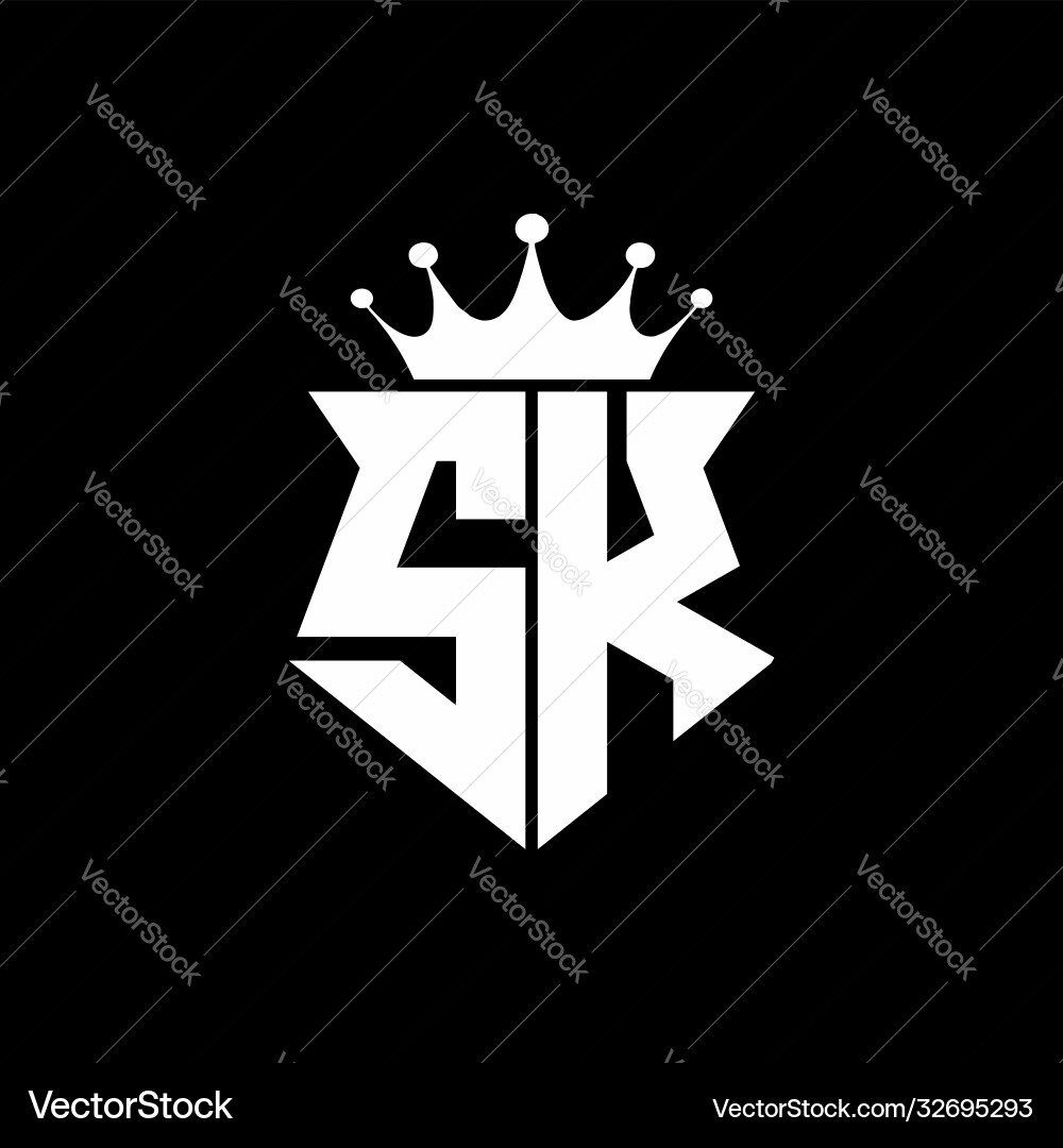Monogram Shield Logo with Crown Royalty Free Vector Image