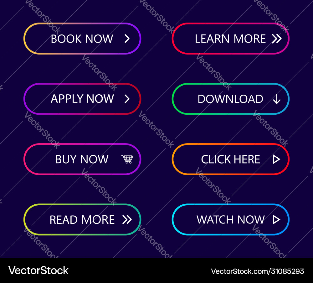 Neon Gradient Buttons with Arrows vector image