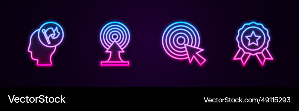 Set line hand holding flag target with arrow Vector Image