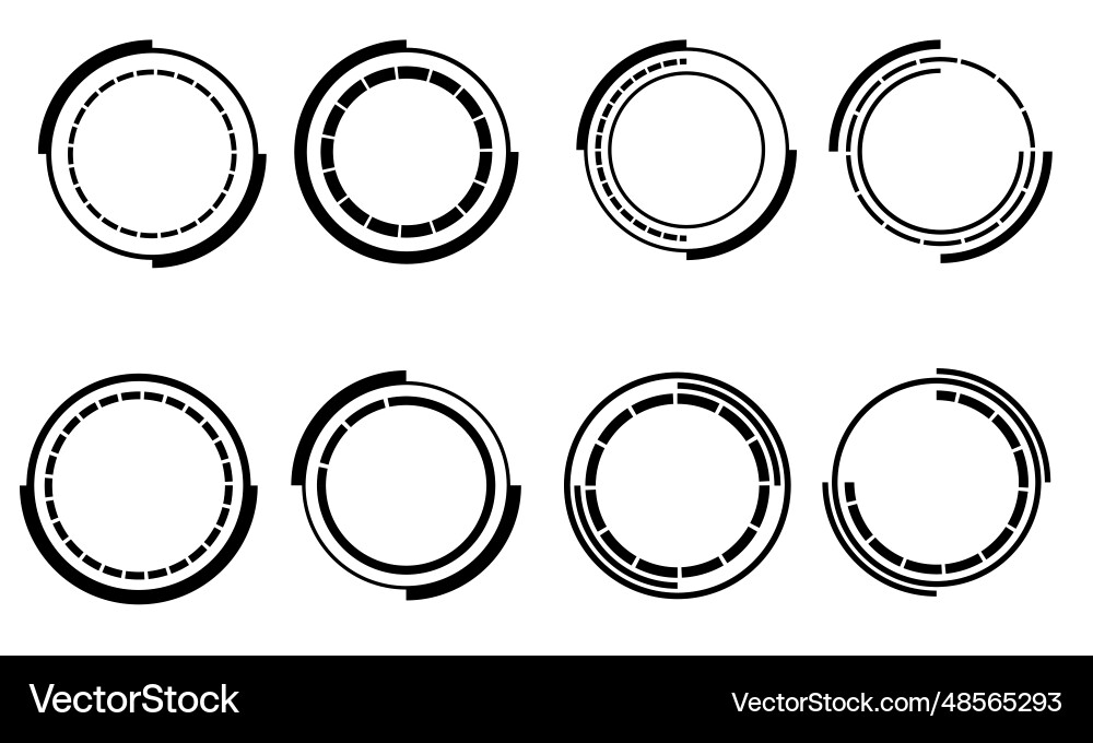 Set of sci fi black circle user interface Set of sci fi black circle user interface Vector Image