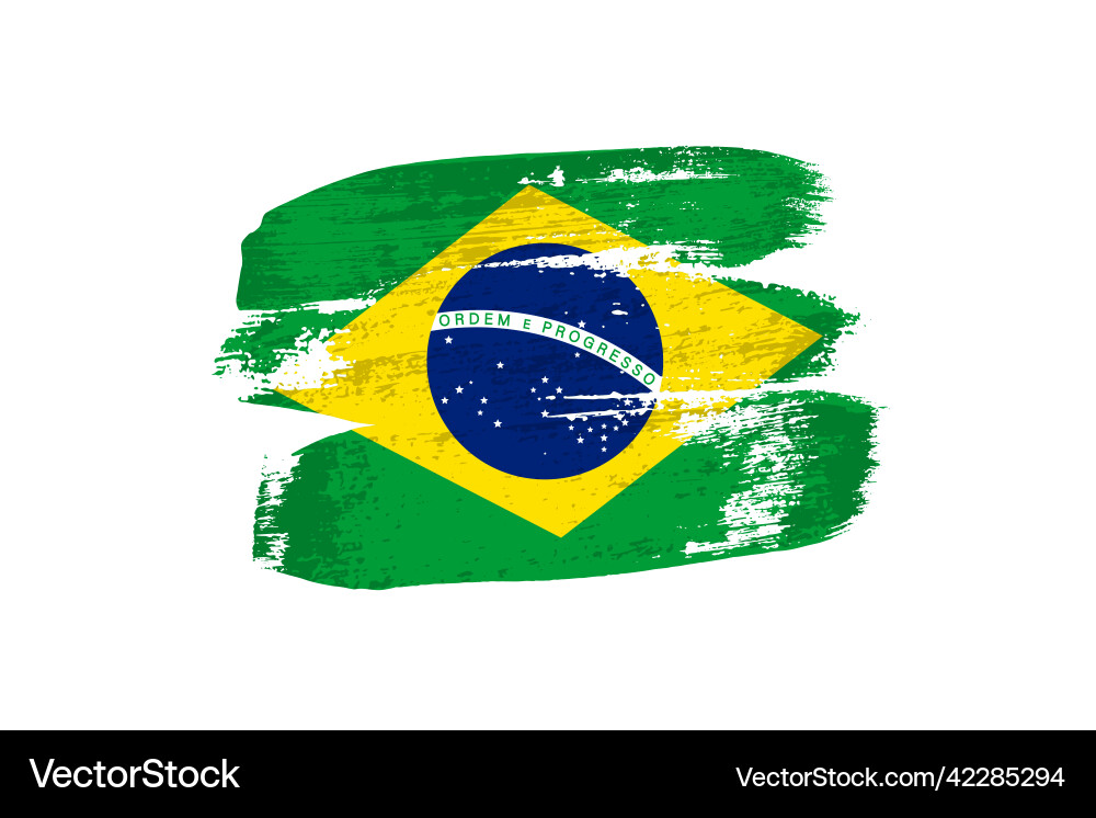 Brazilian flag painted with brush strokes Vector Image