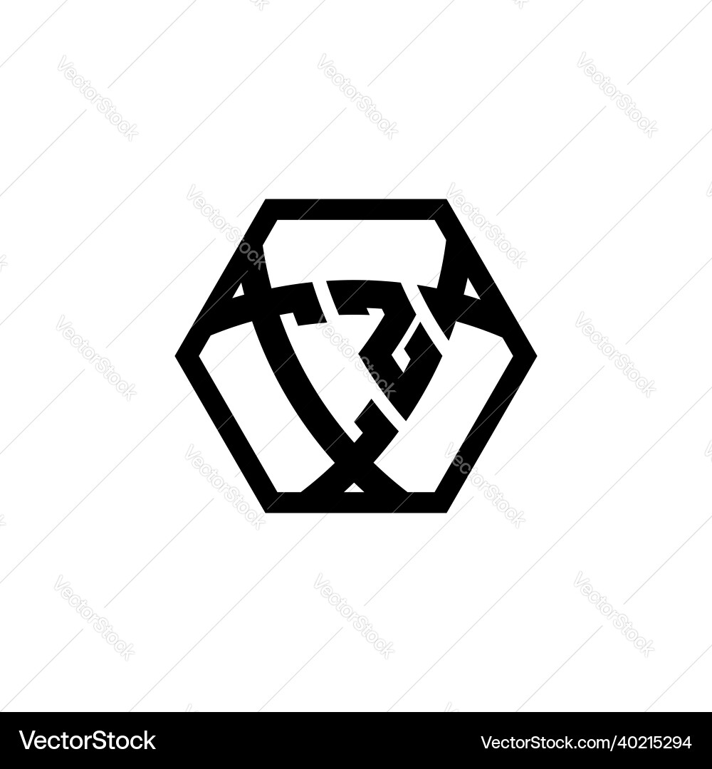 Cz logo monogram triangle shield hexagonal style Vector Image