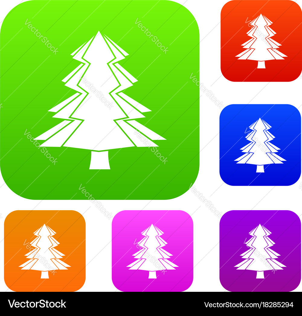 Fir tree set color collection Vector Image