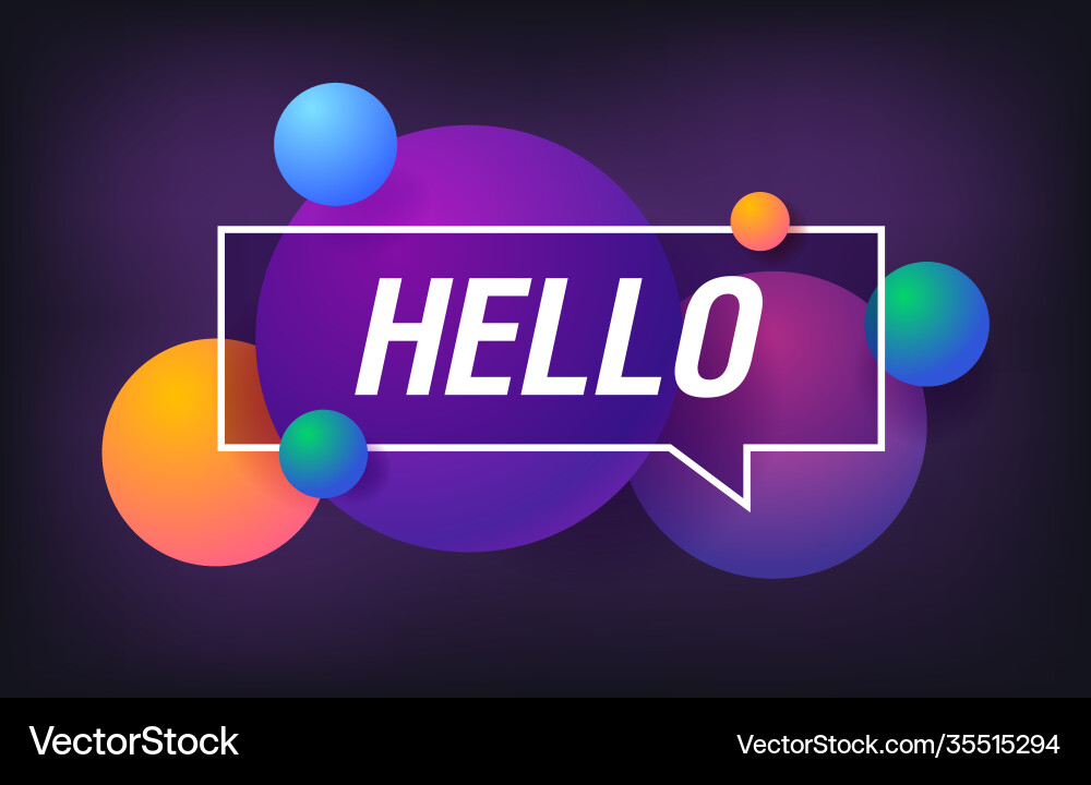 Hello in design banner template for web Hello in design banner template for web Vector Image
