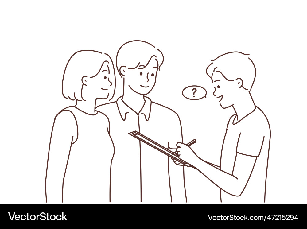 Man ask questions make poll outside Vector Image