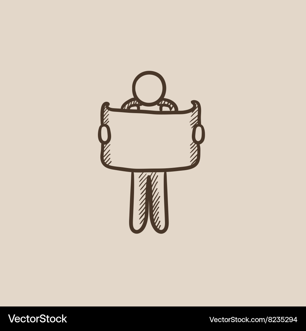 Man looking at map sketch icon Vector Image