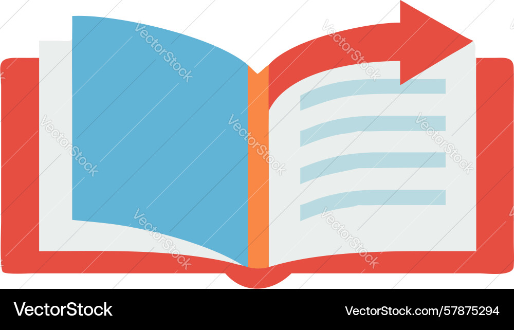Open book with turning page arrow learning Vector Image