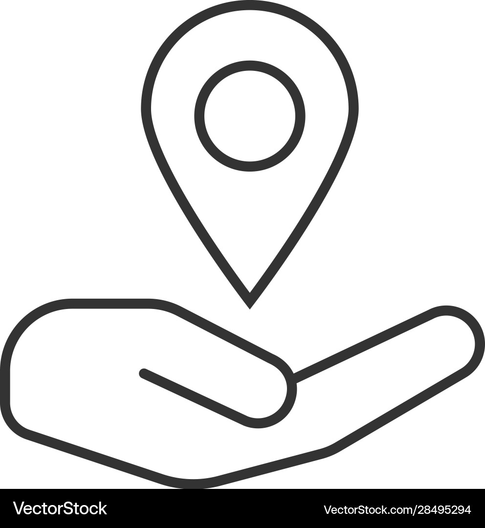 Open hand with map pinpoint linear icon Open hand with map pinpoint linear icon Vector Image