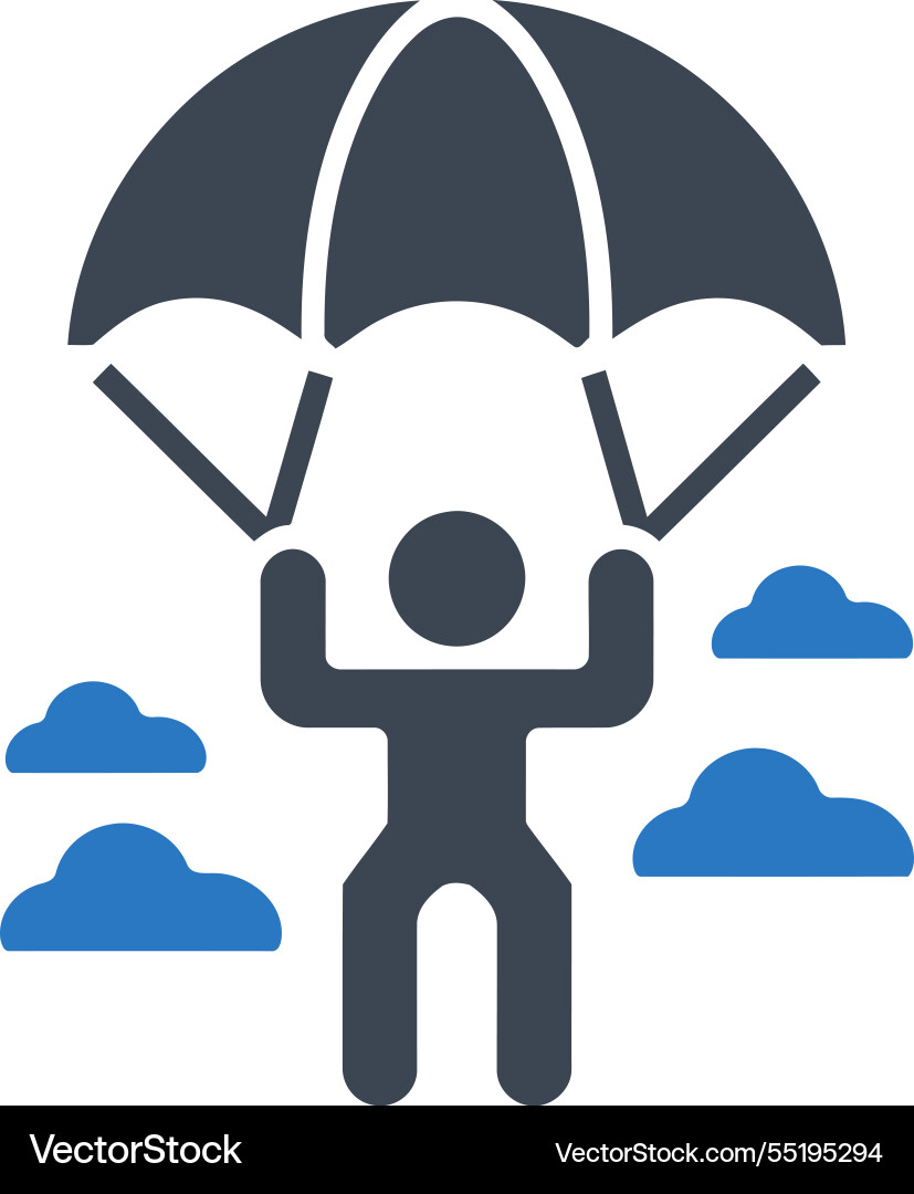 Parachute Landing Icon - Rescue Symbol Vector Image