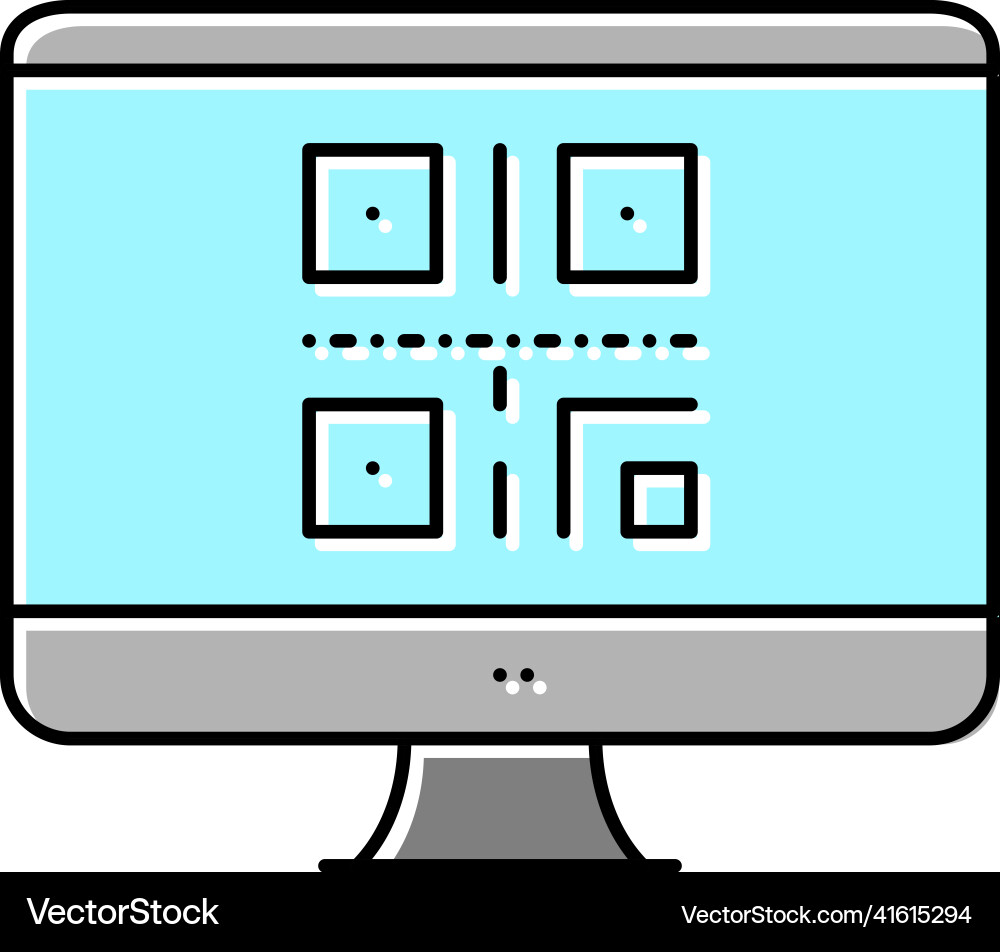 Qr code on computer screen color icon vector image
