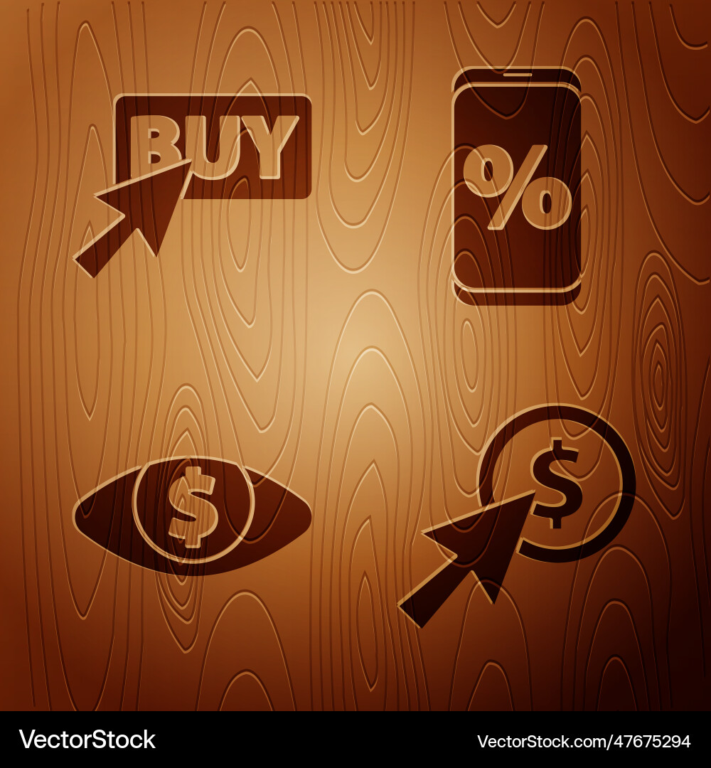 Set cursor and coin buy button eye with dollar Vector Image
