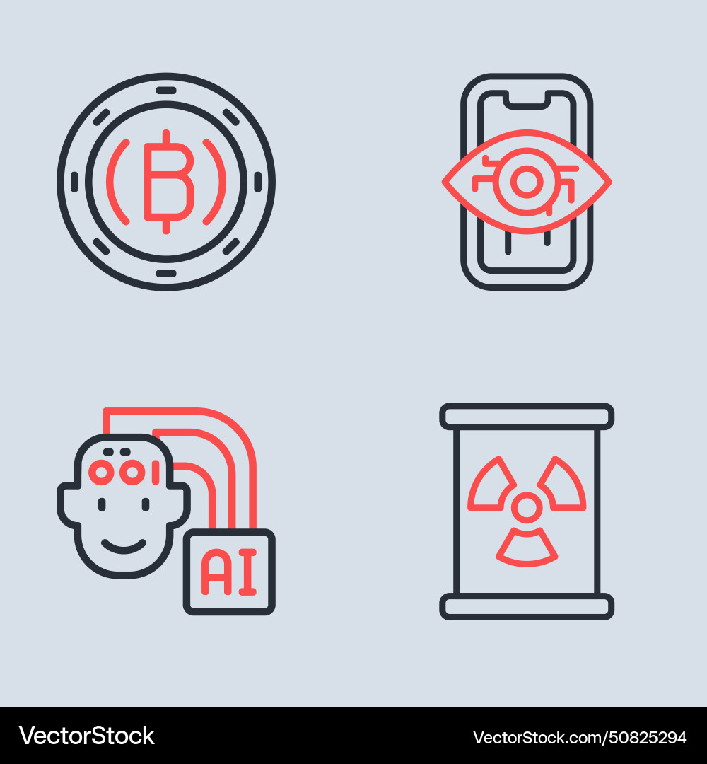Set line computer vision humanoid robot Set line computer vision humanoid robot vector image