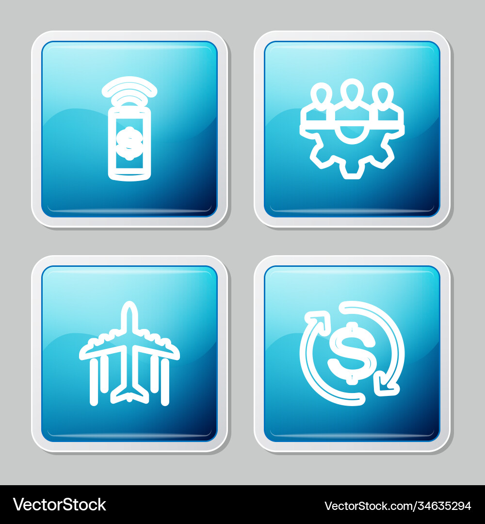 Set line contactless payment project team base Set line contactless payment project team base Vector Image