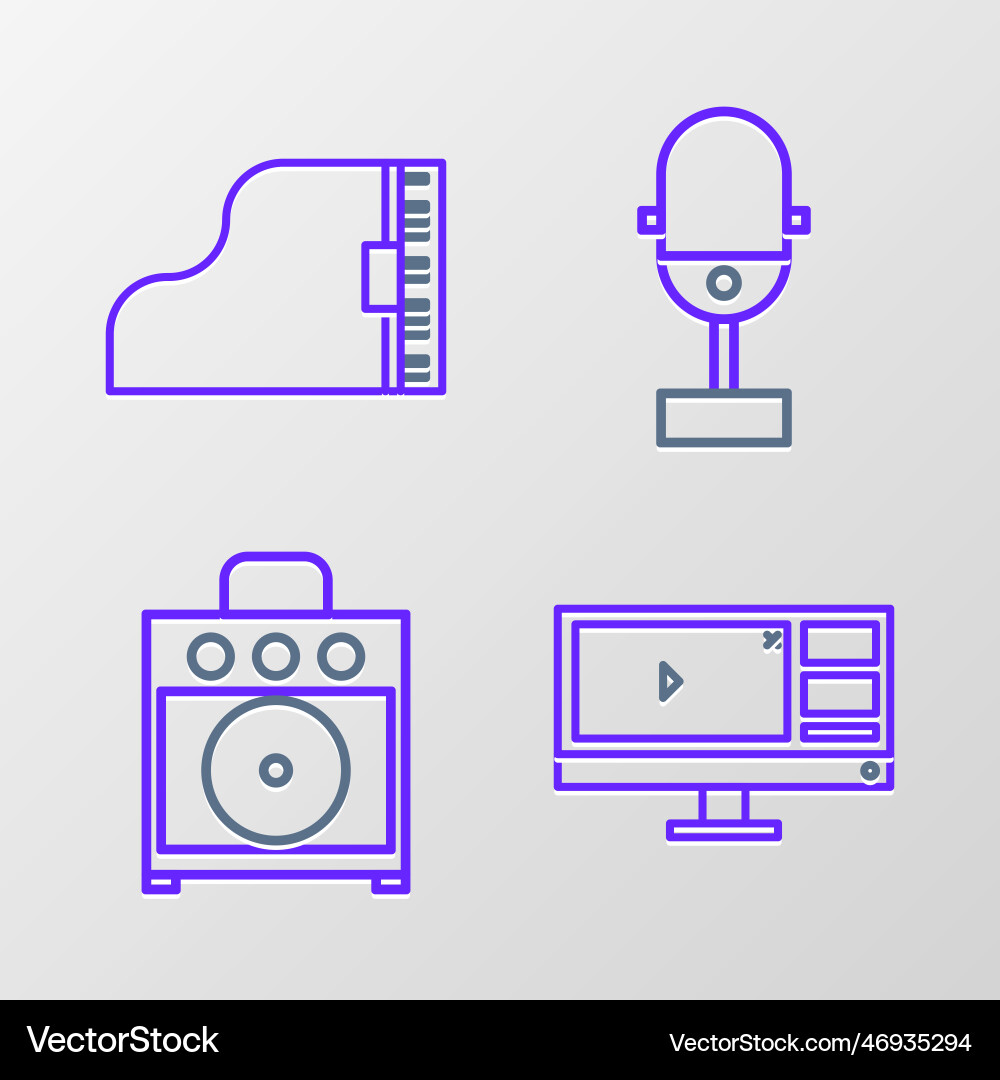 Set line video recorder or editor software Vector Image