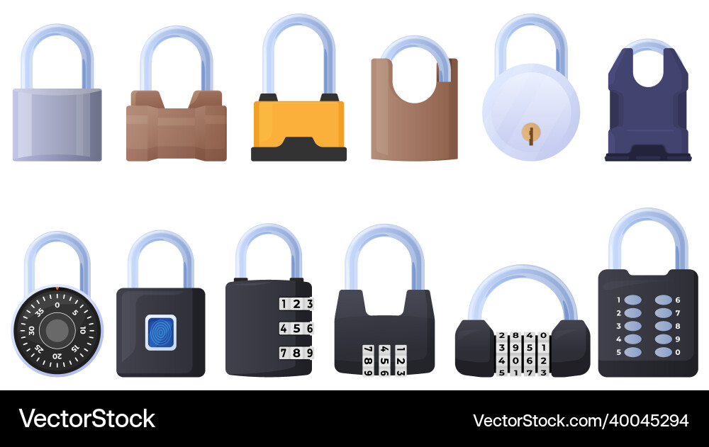 Set of different locks code lock protect your Set of different locks code lock protect your Vector Image