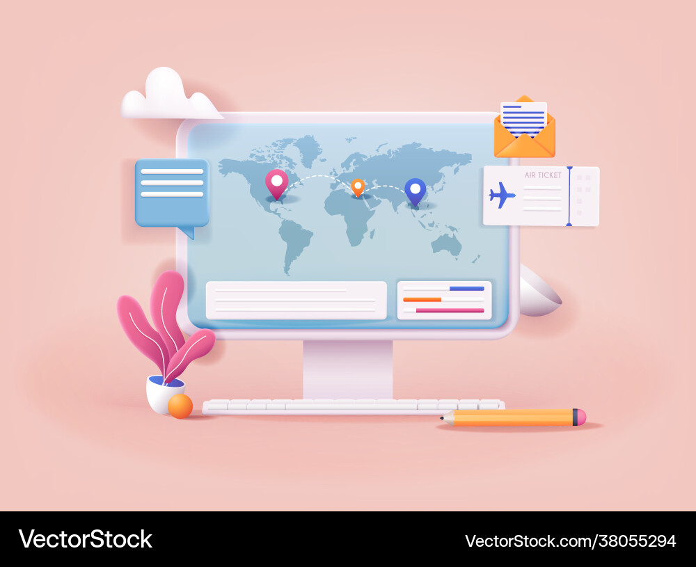 Traveling on airplane planning a summer vacation vector image