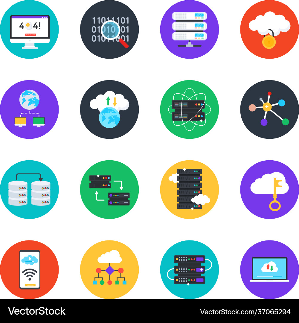 Website and data storage in modern flat rounded st vector image